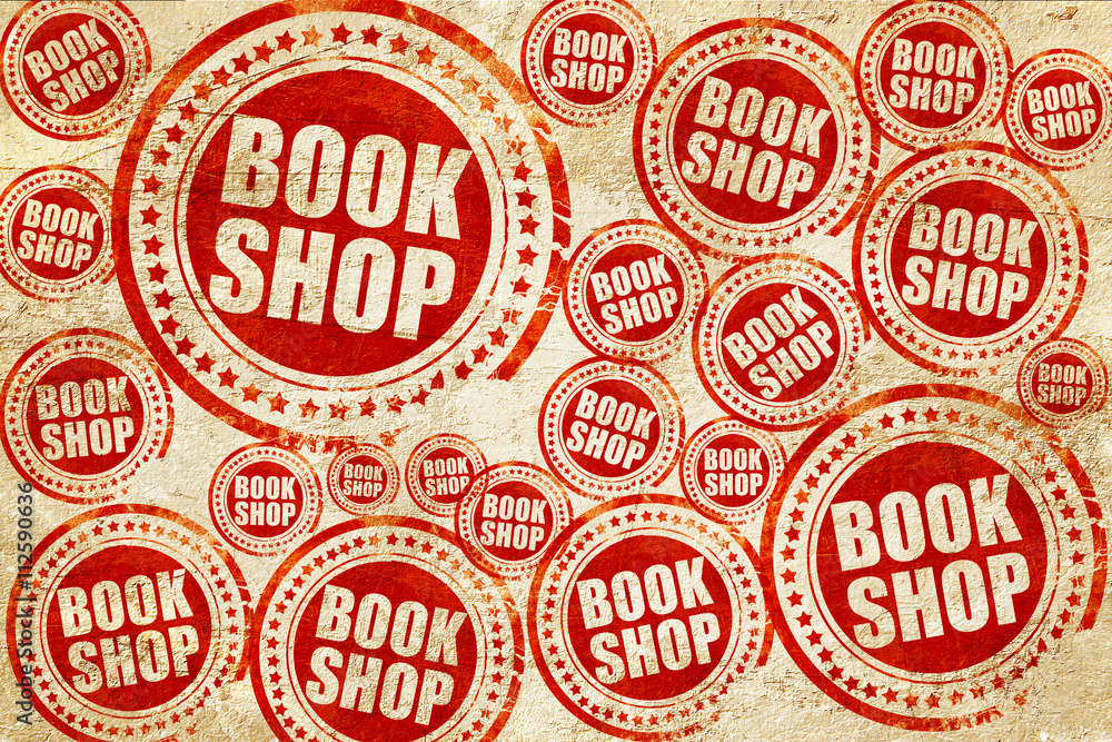 Obraz premium book shop, red stamp on a grunge paper texture