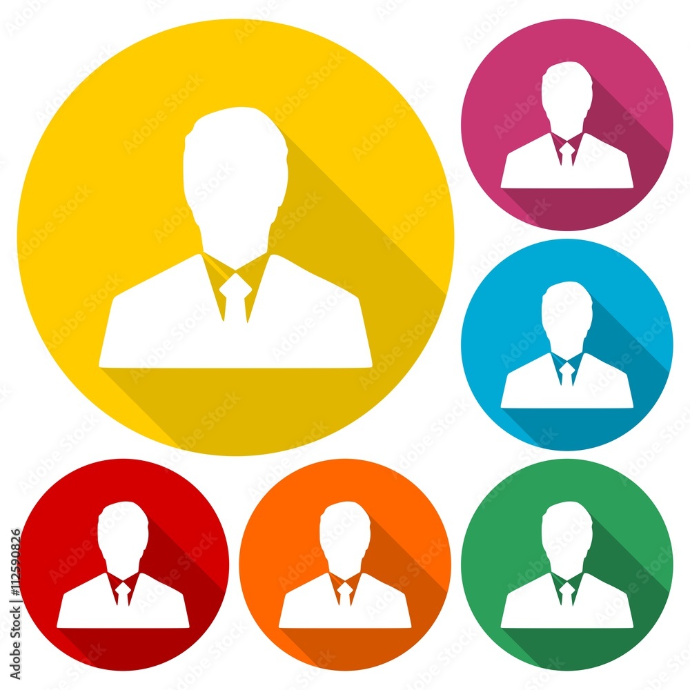 Management avatar user profile icons set with long shadow Management avatar user profile icons set with long shadow