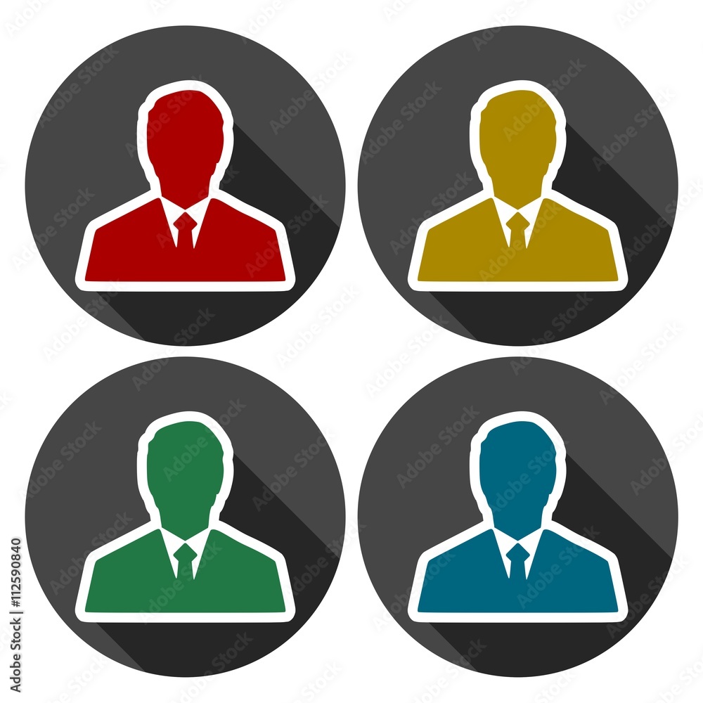 Management avatar user profile icons set with long shadow Management avatar user profile icons set with long shadow