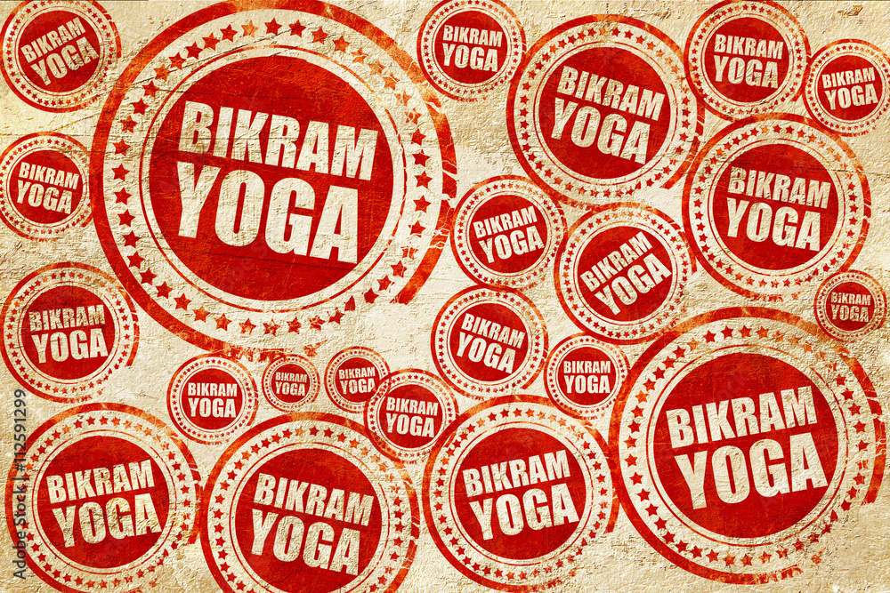 Fototapeta premium bikram yoga, red stamp on a grunge paper texture
