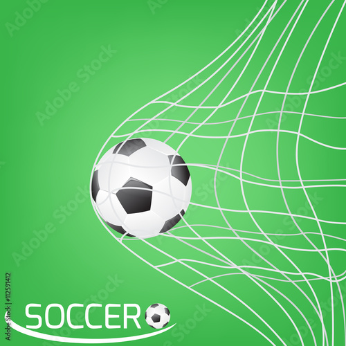 soccer ball or football in the goal net. football on green backg © Love You Stock