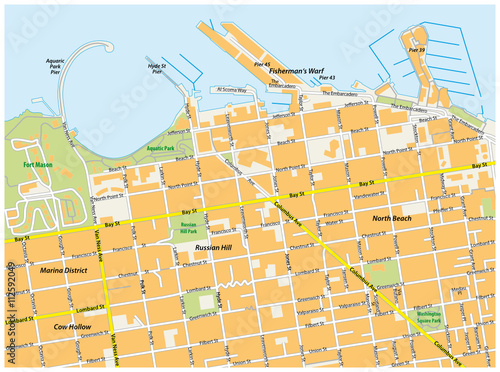 detailed san francisco fisherman`s warf road map