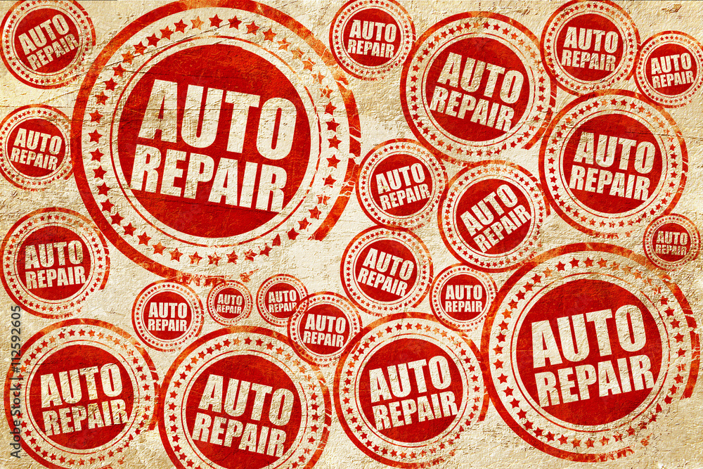 Fototapeta premium auto repair, red stamp on a grunge paper texture
