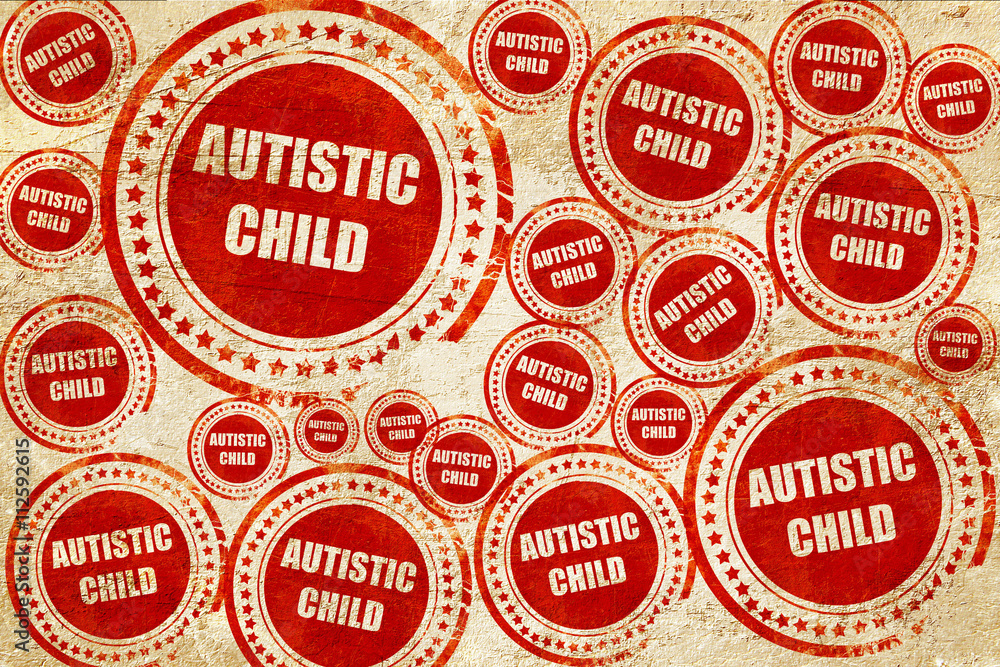 Obraz premium Autistic child sign, red stamp on a grunge paper texture