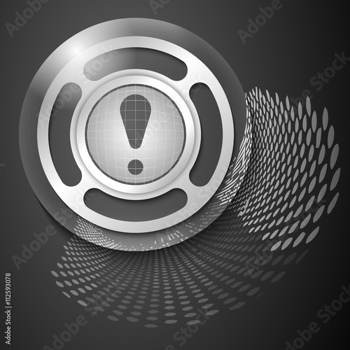 Vector abstract background and silver object with exclamation ma