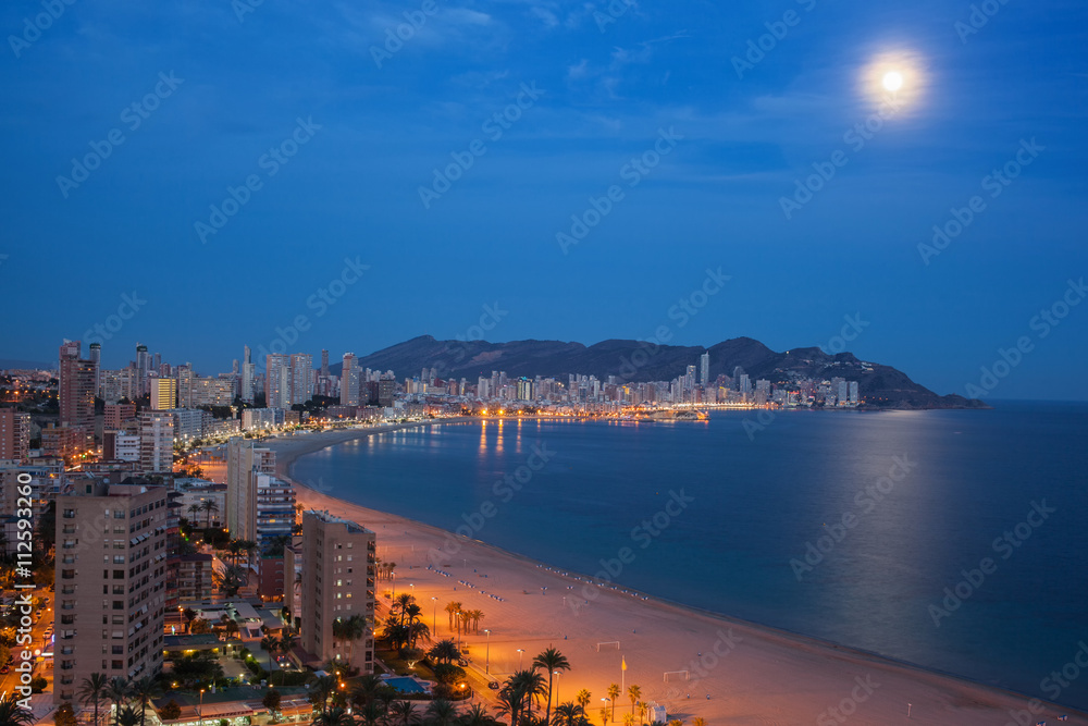 View of Benidorm at night