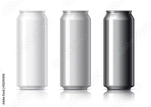 white black and gray aluminum cans