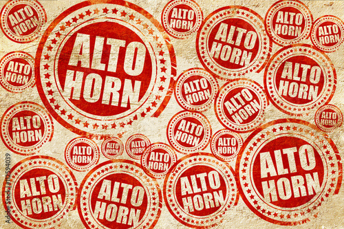 alto horn, red stamp on a grunge paper texture