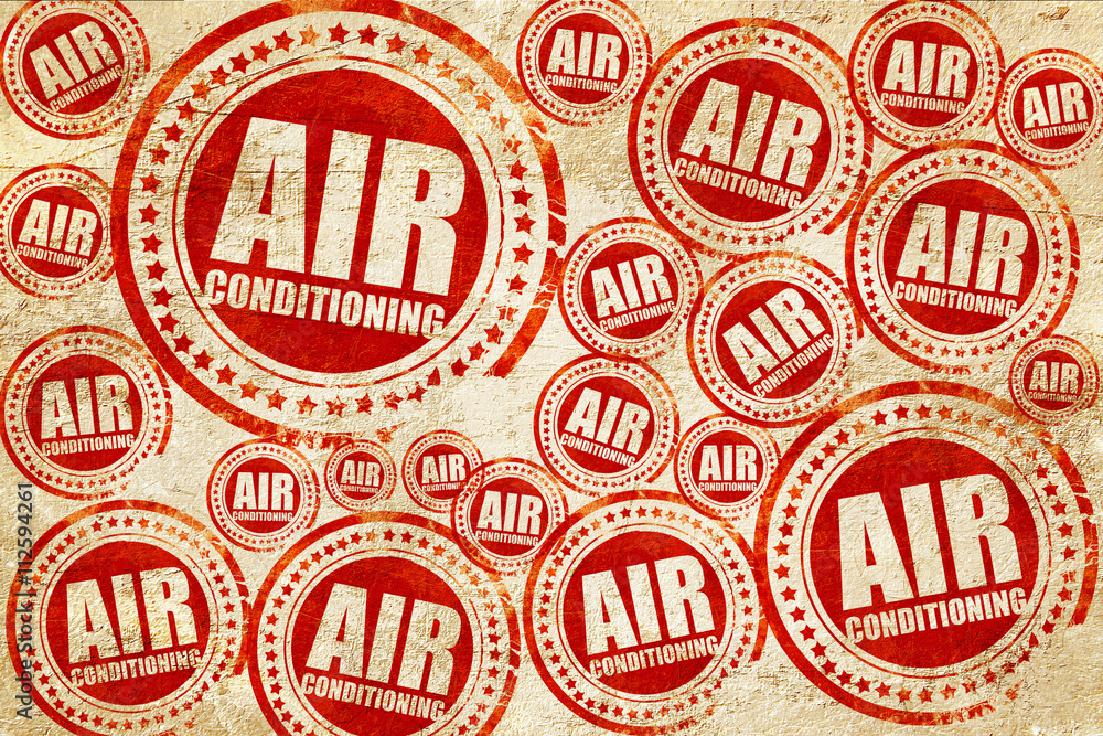 Obraz premium air conditioning, red stamp on a grunge paper texture