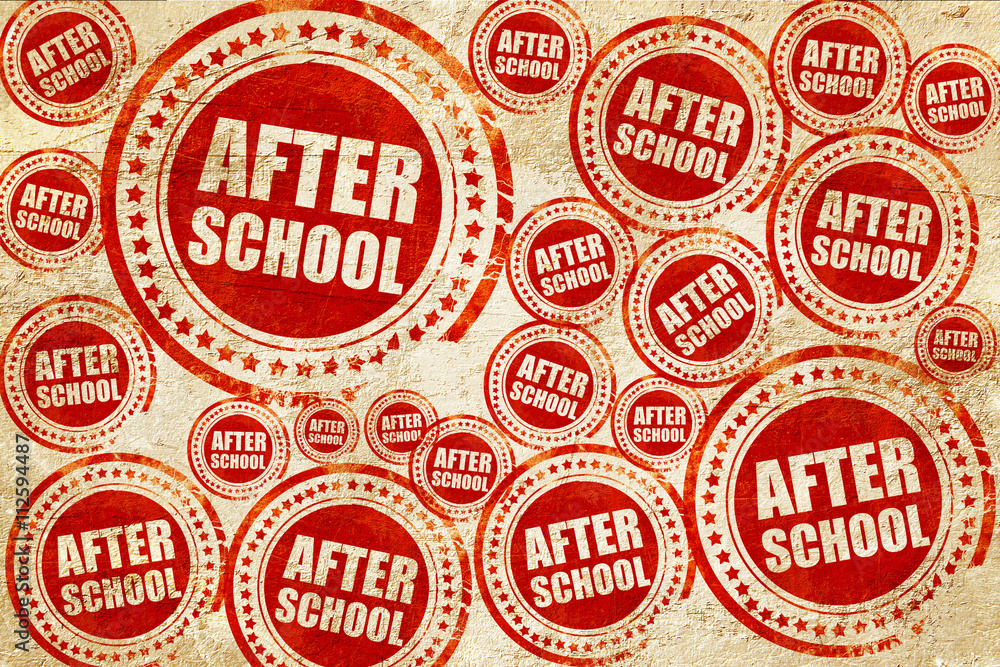 after school, red stamp on a grunge paper texture