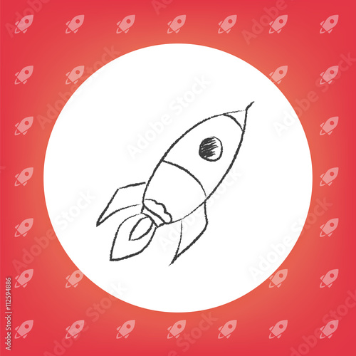 Doodle style retro rocket or spaceship vector illustration
