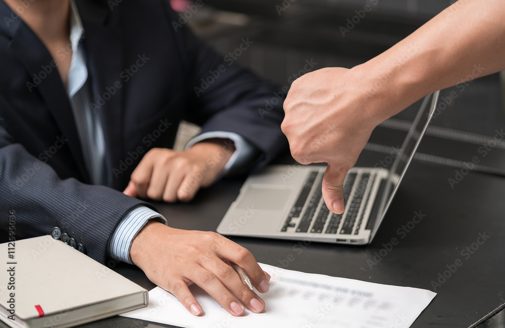 Fototapeta premium hands with thump down of a businessman