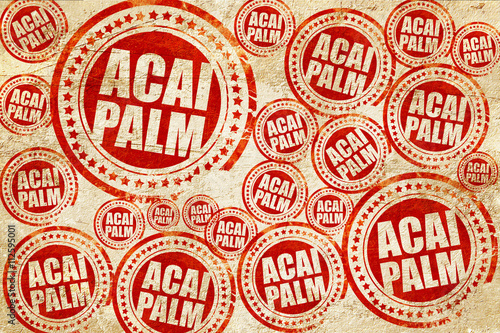 acai palm, red stamp on a grunge paper texture