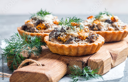 tarts with fresh seasonal mushrooms