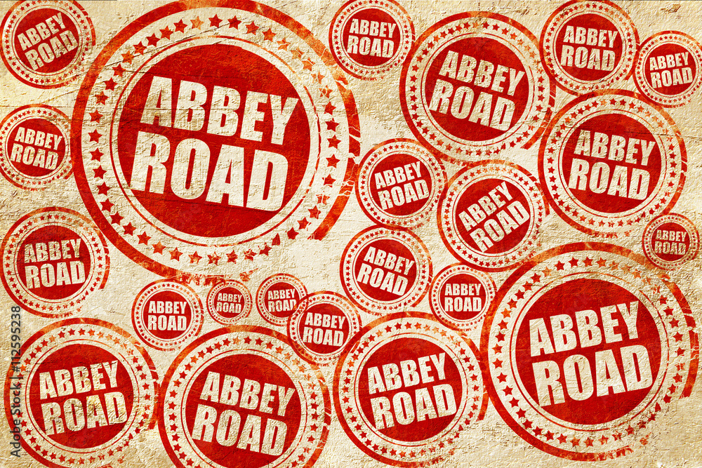 abbey road, red stamp on a grunge paper texture