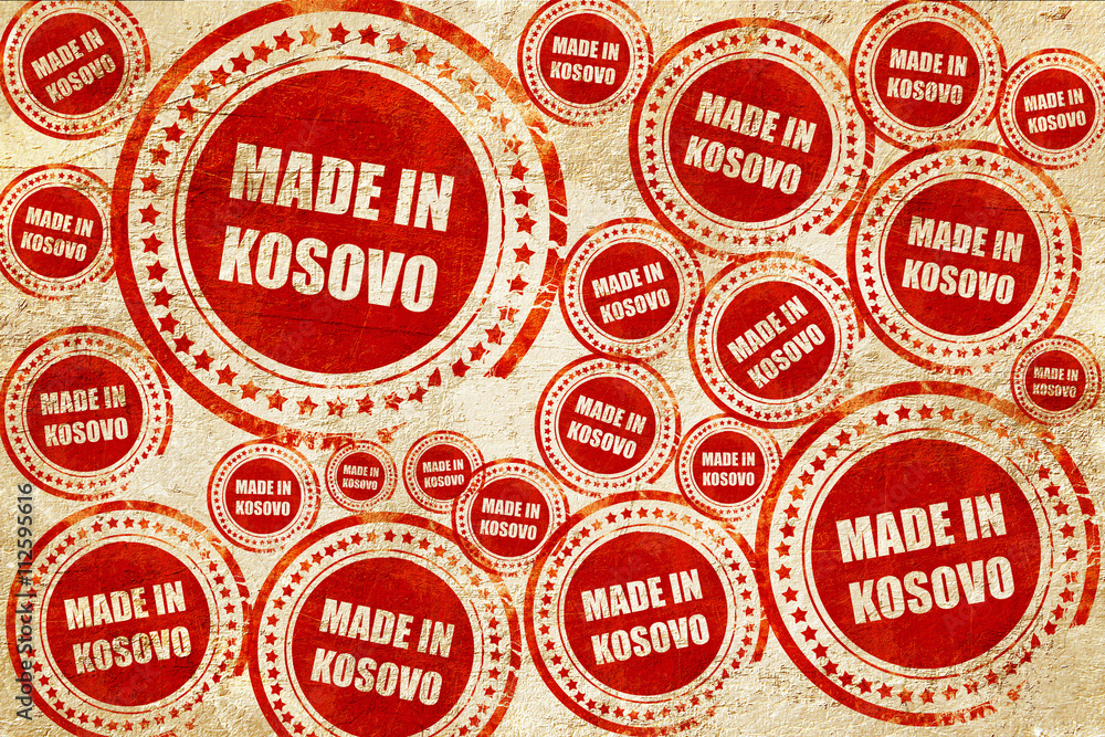 Obraz premium Made in kosovo, red stamp on a grunge paper texture