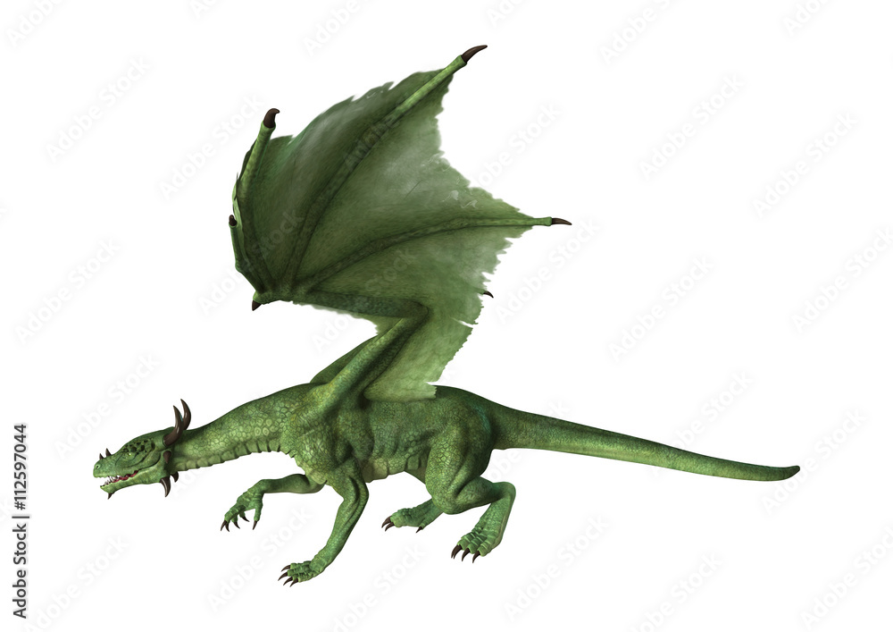 Naklejka premium 3D renderowania Fantasy Dragon na białym tle