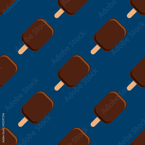 Icono plano patrón con polo de chocolate sobre fondo azul