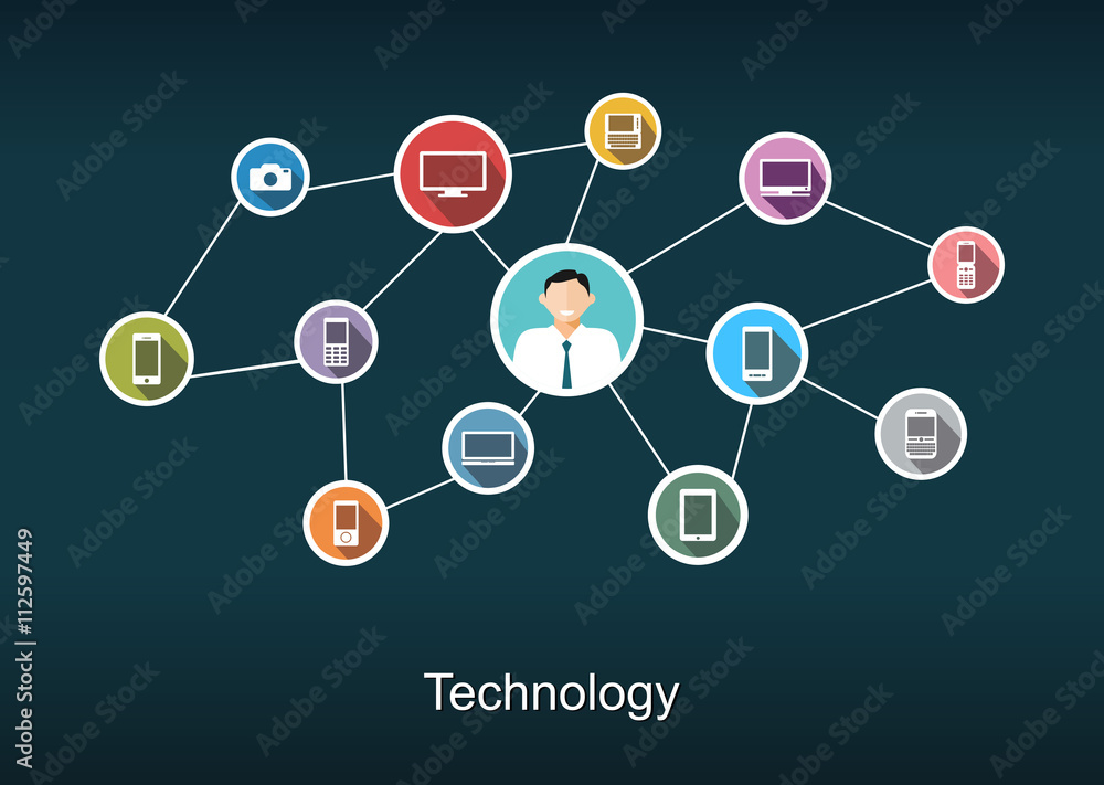 Technology network concept illustration.
Technology network concept illustration.