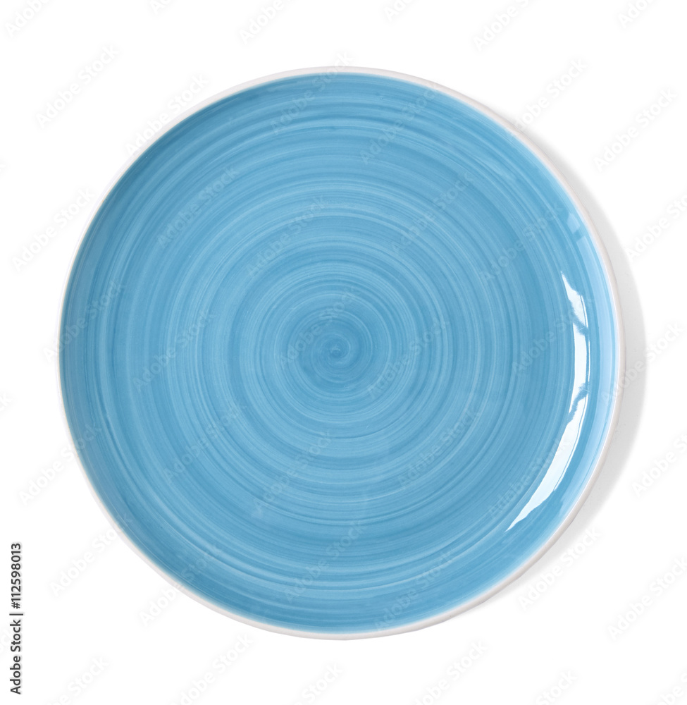 empty blue dinner plate isolated on a white background empty blue dinner plate isolated on a white background