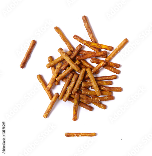 Pretzel sticks party snack isolated on a white background
