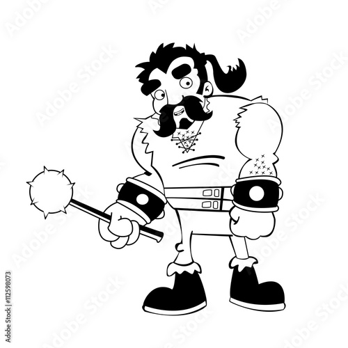 black and white cartoon barbarian