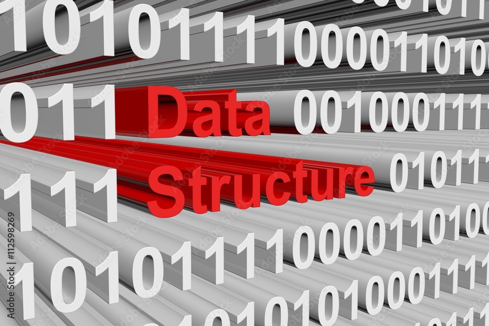 data structure in the form of binary code, 3D illustration