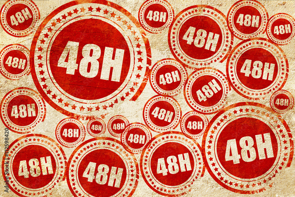 48 hours, red stamp on a grunge paper texture 48 hours, red stamp on a grunge paper texture