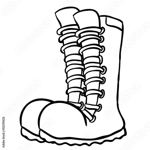 black and white pair of boots