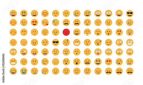 Set of flat emoticon vector isolated on white background. Emoji vector. Smile icon collection. Emoticon icon web.