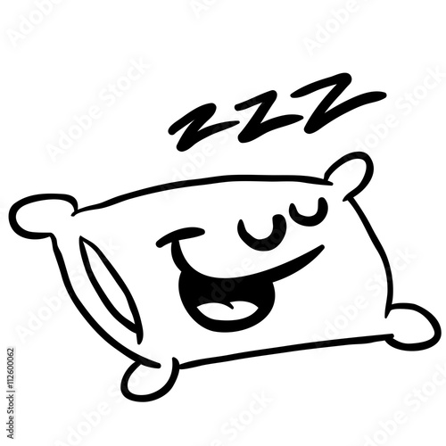 black and white sleepy pillow