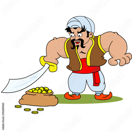 cartoon ilustration of a janissary warrior