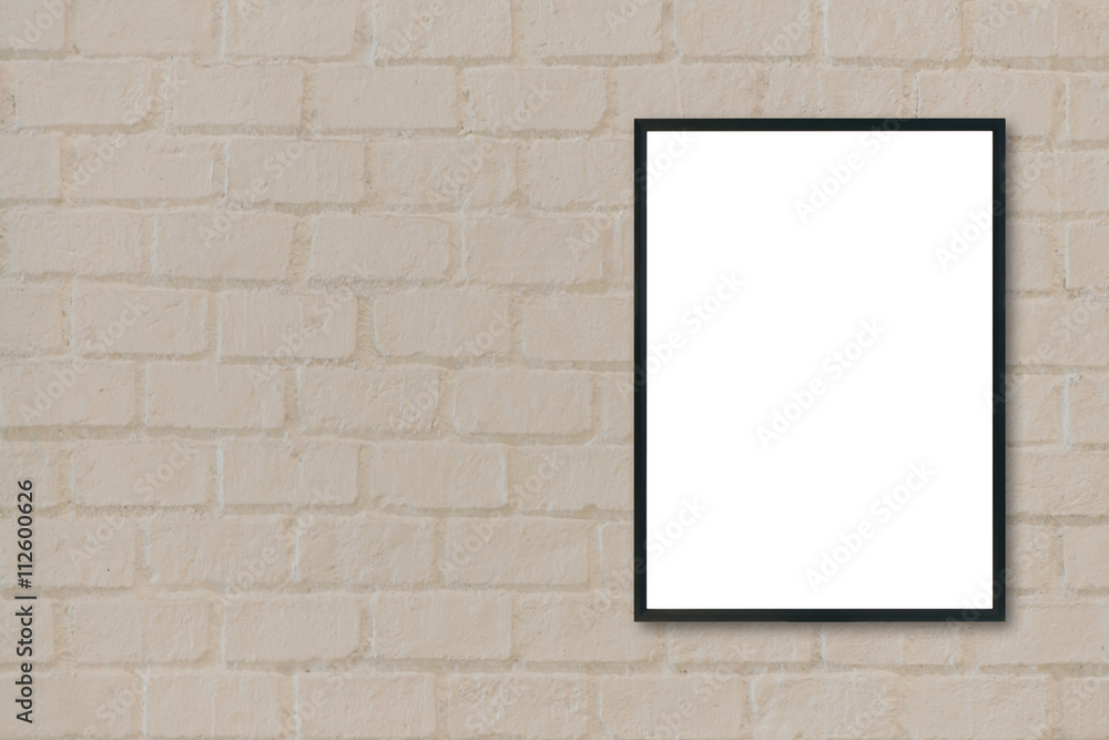 Mock up blank poster picture frame on brick wall. Mock up blank poster picture frame on brick wall.