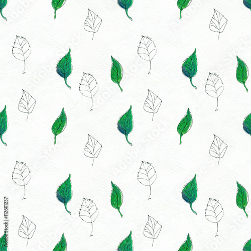 Seamless pattern with leaves photo