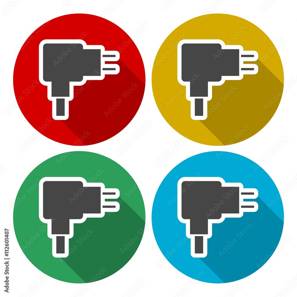 Plug icon vector illustration set with long shadow Plug icon vector illustration set with long shadow