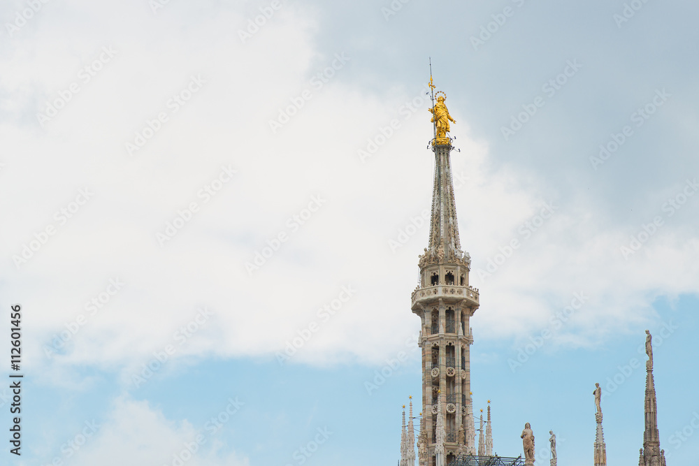 Virgin Mary on top of the Duomo in Milan