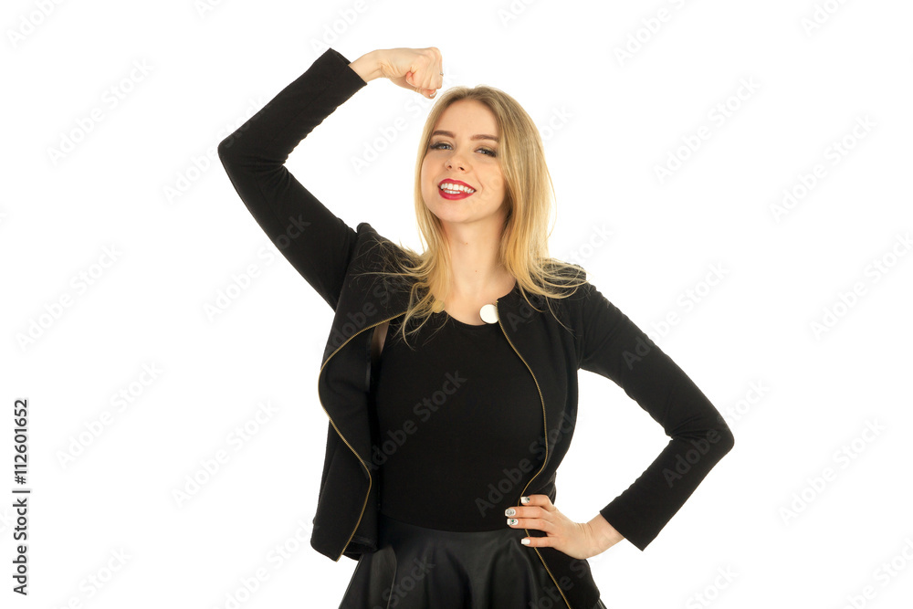 pretty woman in stylish black clothes posing pretty woman in stylish black clothes posing