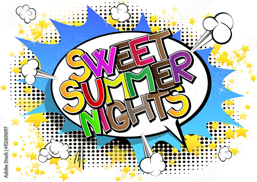 Sweet Summer Nights - Comic book style word.
