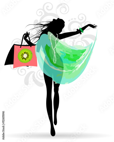 Pretty woman in summer with green pareo