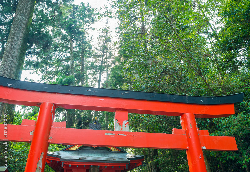 Shrine of Hakone on Lake Ashi, Japan Shrine of Hakone on Lake Ashi, Japan