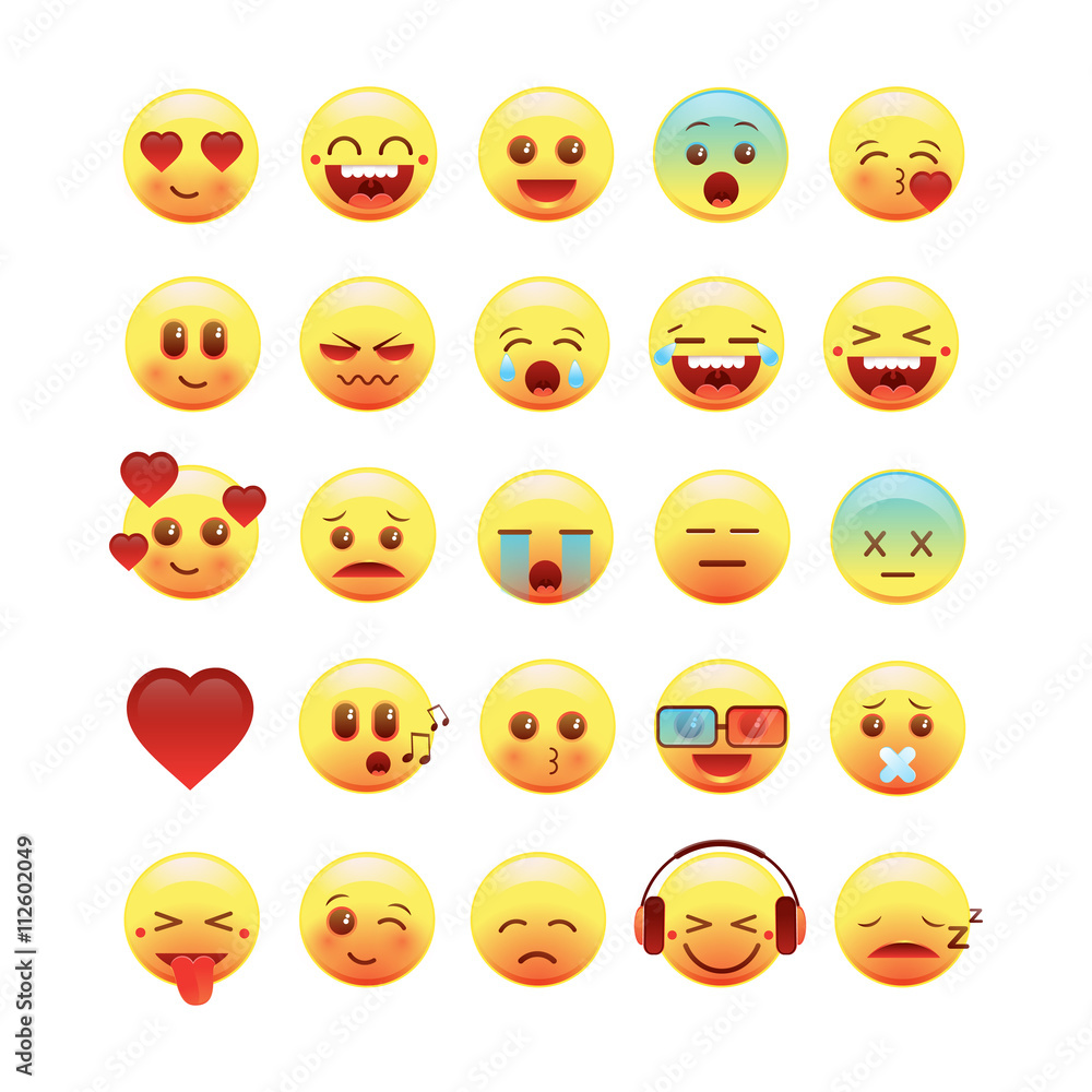 Fototapeta premium Vector emotional face icons