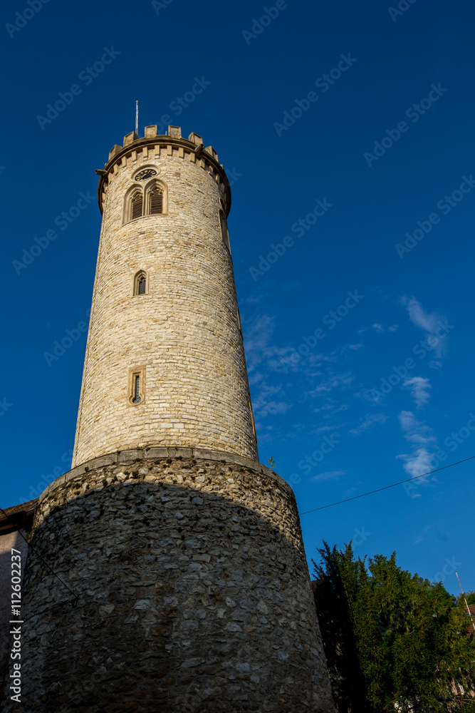 Uhrturm von Oppenheim in Rheinhessen in Rheinland-Pfalz
