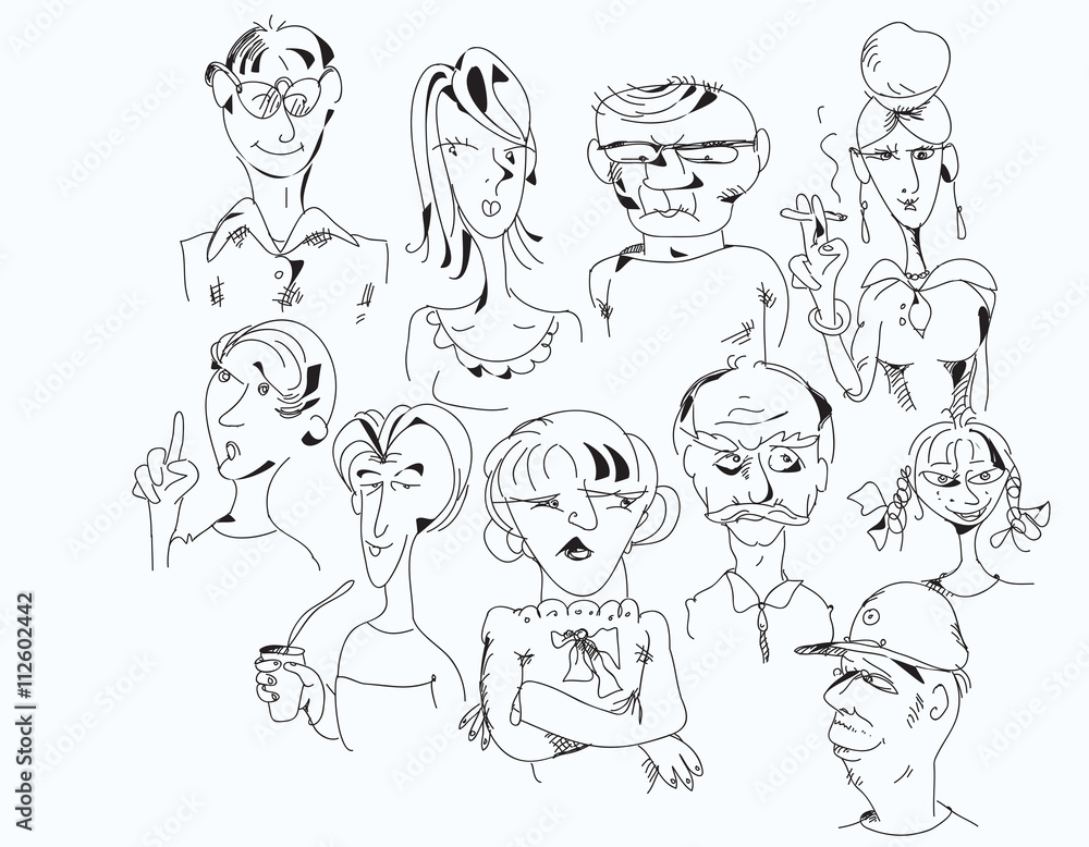 Set Of Drawn Characters