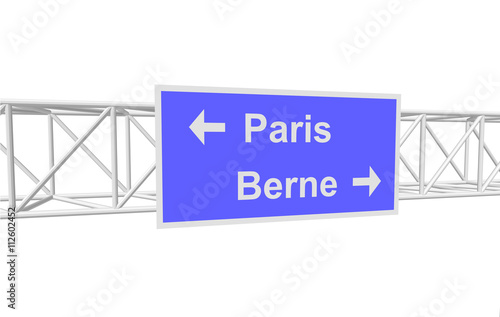 3dl illustration of a road sign with directions photo