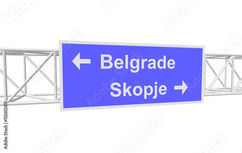 3dl illustration of a road sign with directions photo