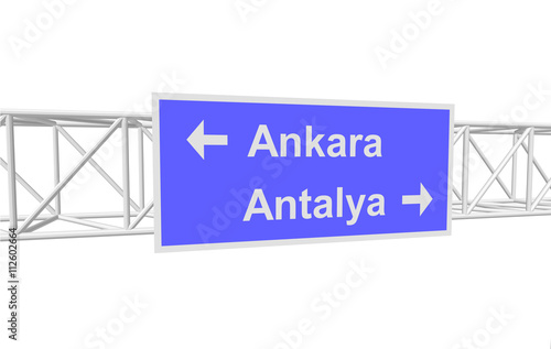 3dl illustration of a road sign with directions photo