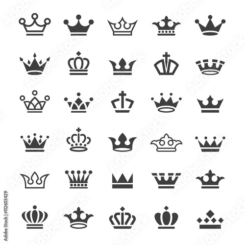 30 Vector crown icons set