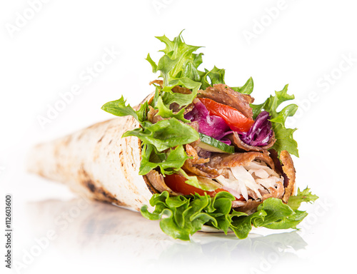 Close up of kebab sandwich