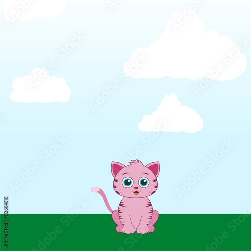 Illustration of Very Cute pink Cat 