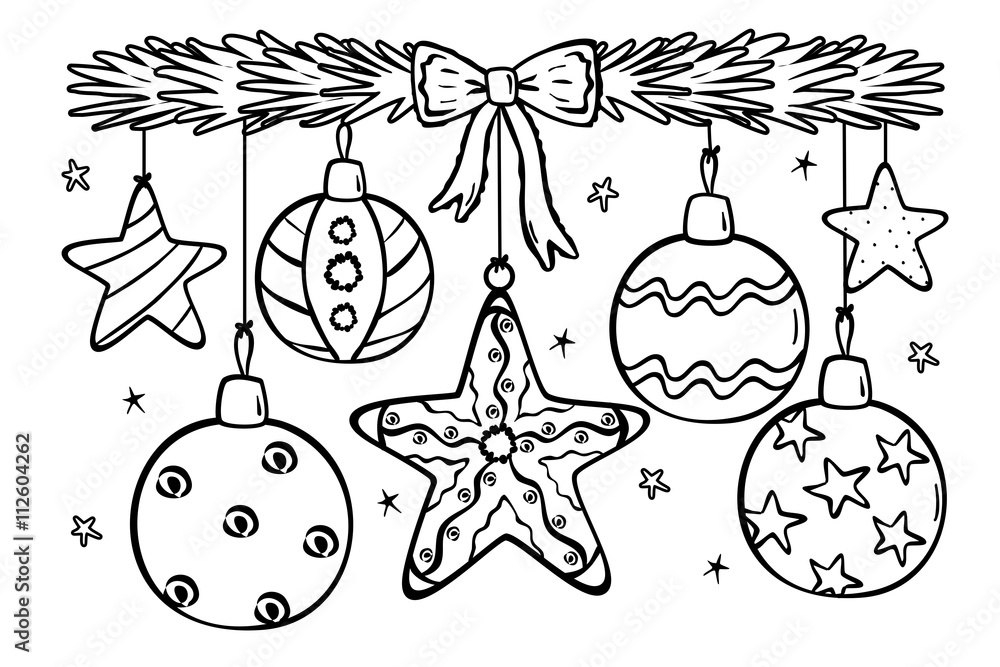 Weihnachtsdeko zum Ausmalen Stock Illustration | Adobe Stock
